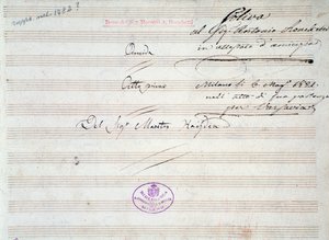 J・ハイドンの「アルミーダのメヌエット」の楽譜（1821年）の1ページ目 作： Joseph Haydn