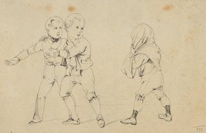 遊ぶ3人の子供 作： Joseph Heicke