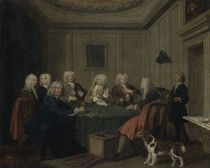 紳士クラブ、1730年頃（キャンバスに油彩） 作： Joseph Highmore