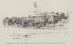 5月15日に女王陛下が再訪した女王の生家ケンジントン宮殿 作： Joseph Holland Tringham