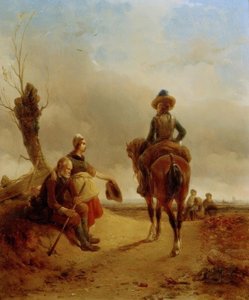 バロック様式の馬術シーンのある風景 作： Joseph Jodocus Moerenhout
