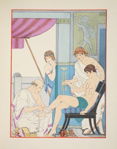負傷した兵士、「ヒポクラテスの作品」、1934年のイラスト 作： Joseph Kuhn Regnier