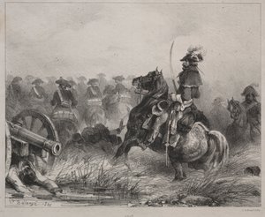 騎兵シーン、1836。 作： Joseph Louis Hippolyte Bellange