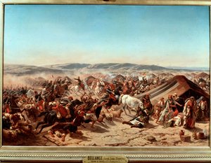 アルジェリアのコンケーテ（1830年～1847年）。アブド・エル・カーダー（Abd-el-Kader or ibn Muhyi al-Din al-Hasani）（1807-1883）のスマラ（Smalah）をタグインのオマール公爵が捕らえる」。