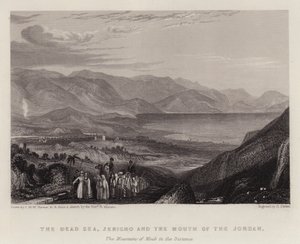 死海、エリコ、ヨルダン河口、遠くにモアブの山並み（カラーリトグラフ 作： Joseph Mallord William (after) Turner