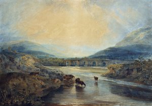 モンマスシャーのアバーガベニー橋：シャワーの日の後の片付け 作： Joseph Mallord William Turner