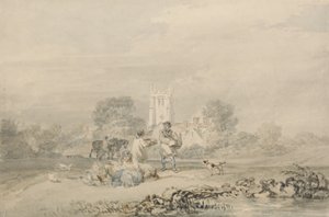 穀物の秋の播種、c.1794（紙の上のグラファイト上の水彩画） 作： Joseph Mallord William Turner