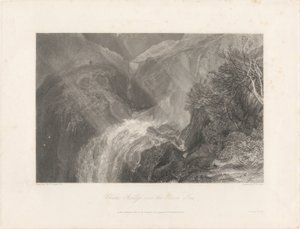 ティーズ川にかかる鎖橋、1838年（エッチングと彫刻） 作： Joseph Mallord William Turner