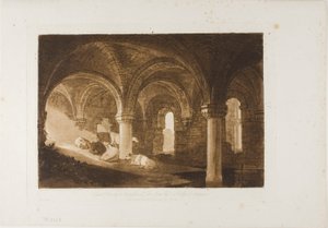 カークストール修道院のクリプト、Liber Studiorum のプレート 39 作： Joseph Mallord William Turner