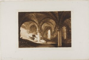 カークストール修道院のクリプト、Liber Studiorum のプレート 39 作： Joseph Mallord William Turner