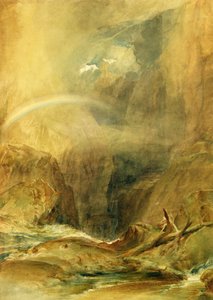 デビルズブリッジ、聖ゴッタルド峠、1804年頃（網目紙に水彩と白いワックスのクレヨン） 作： Joseph Mallord William Turner