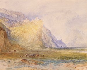 ドムレシュク渓谷、南東、シュロス・オルテンシュタイン方面を望む、1853年頃（水彩・紙） 作： Joseph Mallord William Turner