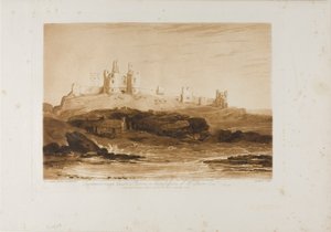 ダンスタンバラ城、Liber Studiorum のプレート 14 作： Joseph Mallord William Turner