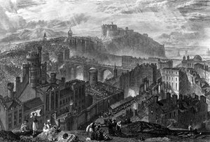 1820年、ジョージクックによって彫刻されたカールトンヒルのエディンバラ 作： Joseph Mallord William Turner