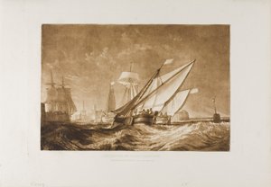 カレー港の入り口、Liber Studiorum のプレート 55 作： Joseph Mallord William Turner