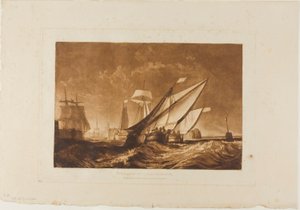 カレー港の入り口、Liber Studiorum のプレート 55 作： Joseph Mallord William Turner