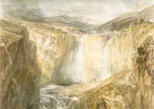 Fall Of The Tees, Yorkshire (オフホワイトの織り紙に鉛筆に水彩)