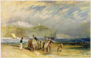フォークストン港と海岸からデボンへ、1830年頃（トイレとガッシュ紙） 作： Joseph Mallord William Turner
