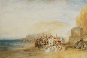 ヘイスティングス：砂浜の魚市場、早朝、1822年 作： Joseph Mallord William Turner