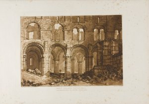 ホーリー アイランド大聖堂、Liber Studiorum のプレート 11 作： Joseph Mallord William Turner