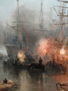 キールメン、月明かりの下で石炭でヒービング、詳細、1835 作： Joseph Mallord William Turner
