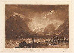 トゥーン湖、スイスリベルスタジオラム、パートIII、プレート15、1808年6月10日。 作： Joseph Mallord William Turner