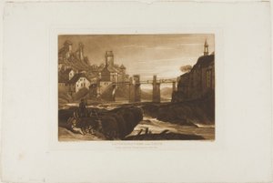 ライン川沿いのラウフェンブール、Liber Studiorum のプレート 31 作： Joseph Mallord William Turner