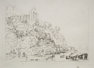 Book of Studies: ダンブリン修道院、スコットランド 作： Joseph Mallord William Turner