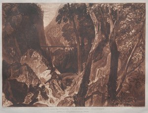 Liber Studiorum: ドフィニー、グランド シャルトリューズ近くの製粉所 作： Joseph Mallord William Turner
