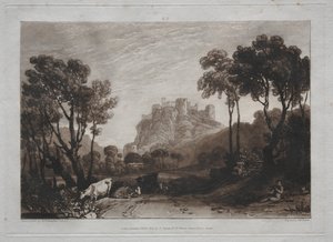 Liber Studiorum：牧草地の上の城。 作： Joseph Mallord William Turner