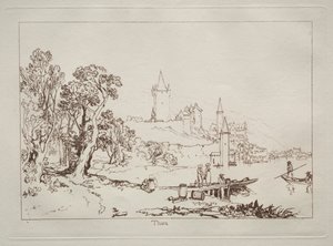 本の研究：スイスのトゥーンの町。 作： Joseph Mallord William Turner