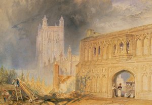 マルヴァーン修道院と門、ウスターシャー州、1830年頃（紙に水彩画） 作： Joseph Mallord William Turner