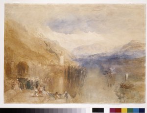 オーバーホーフェン、トゥーン湖 (白い紙に水彩) 作： Joseph Mallord William Turner