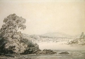 川の風景（ペン、インク、ウォッシュ、紙） 作： Joseph Mallord William Turner