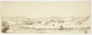 ランカシャー、リトル・ミルトン・ホール近くのキブル川の風景 作： Joseph Mallord William Turner