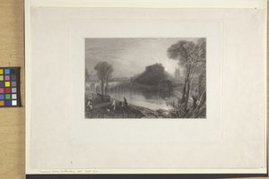 タムワース城、スタッフォードシャー (インドの紙にエッチングと彫刻、chine colle) 作： Joseph Mallord William Turner