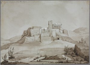 Pnyx、アテネ、ギリシャからのアクロポリス。 作： Joseph Mallord William Turner