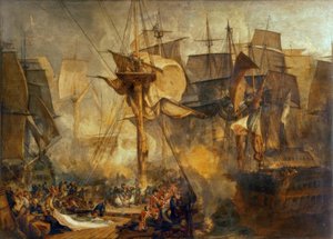 トラファルガーの戦い-ターナー作。 作： Joseph Mallord William Turner