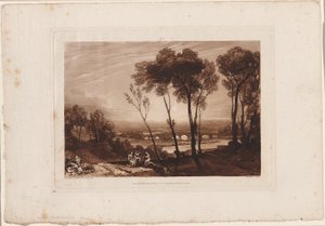 中距離の橋、Liber Studiorum のプレート 13 作： Joseph Mallord William Turner