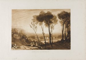 中距離の橋、Liber Studiorum のプレート 13 作： Joseph Mallord William Turner
