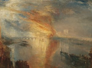 貴族院と庶民の家の焼却、1834年10月16日、1835年 作： Joseph Mallord William Turner