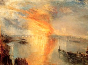 国会議事堂の放火」、1834年。 作： Joseph Mallord William Turner