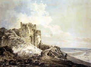 ドーバー城のコンスタブル・タワー、1793年頃（鉛筆、ブルー＆グレーのウォッシュ仕上げ） 作： Joseph Mallord William Turner