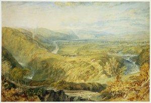 1816〜18年、ホーンビー城に向かっているクルーンのルーン（黒鉛、トイレ、ボディカラー、紙にチョーク） 作： Joseph Mallord William Turner