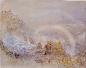 シャフハウゼンのライン川の滝（鉛筆、赤インク、トイレットペーパー） 作： Joseph Mallord William Turner