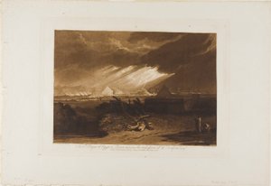 エジプトの第 5 の疫病、Liber Studiorum のプレート 16 作： Joseph Mallord William Turner
