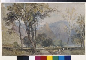 マルクスブルク (灰色のウォッシュで準備された白い紙に水彩) 作： Joseph Mallord William Turner