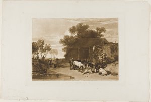 The Straw Yard、Liber Studiorum のプレート 7 作： Joseph Mallord William Turner