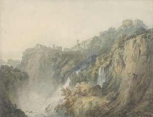 シビル神殿とカスケード山脈のあるチボリ、c.1796-97（紙の上のグラファイトの上にw - c） 作： Joseph Mallord William Turner