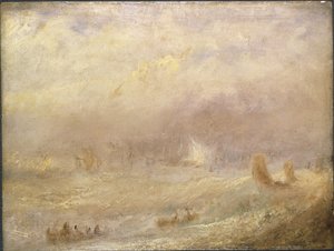 Vue de Deal - View of Deal（ディールの眺め）』ターナー、ジョセフ・マロード・ウィリアム（1775-1851）作。紙に油彩。寸法 : 24,5x32 cm。ストックホルム国立博物館 作： Joseph Mallord William Turner